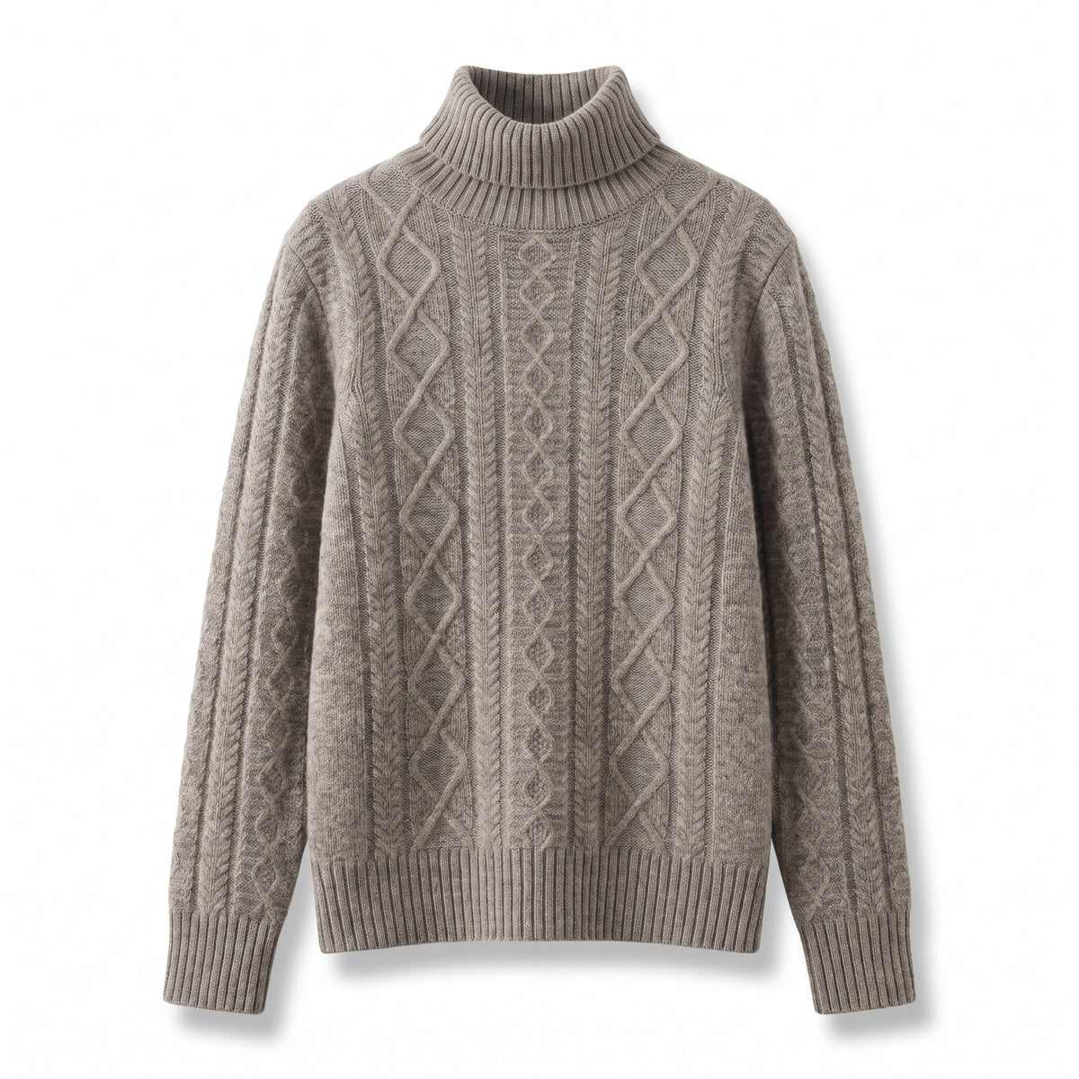 Women's Thick Wool Sweater High Neck Ribbed Twist Pattern Jumper, product photo 1