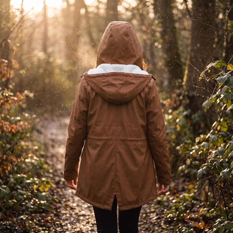 Women's Waterproof Jacket Fleece Lined Hooded Zip Up Rain Coat, product photo 3
