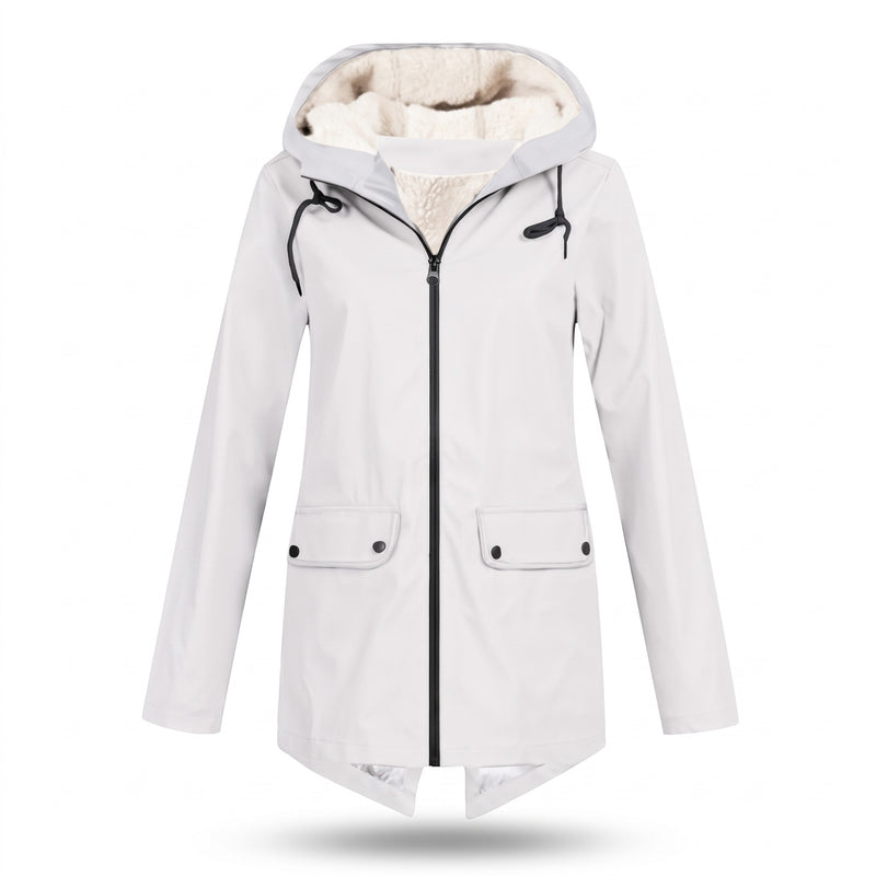 Women's Waterproof Jacket Fleece Lined Hooded Zip Up Rain Coat, product photo 12