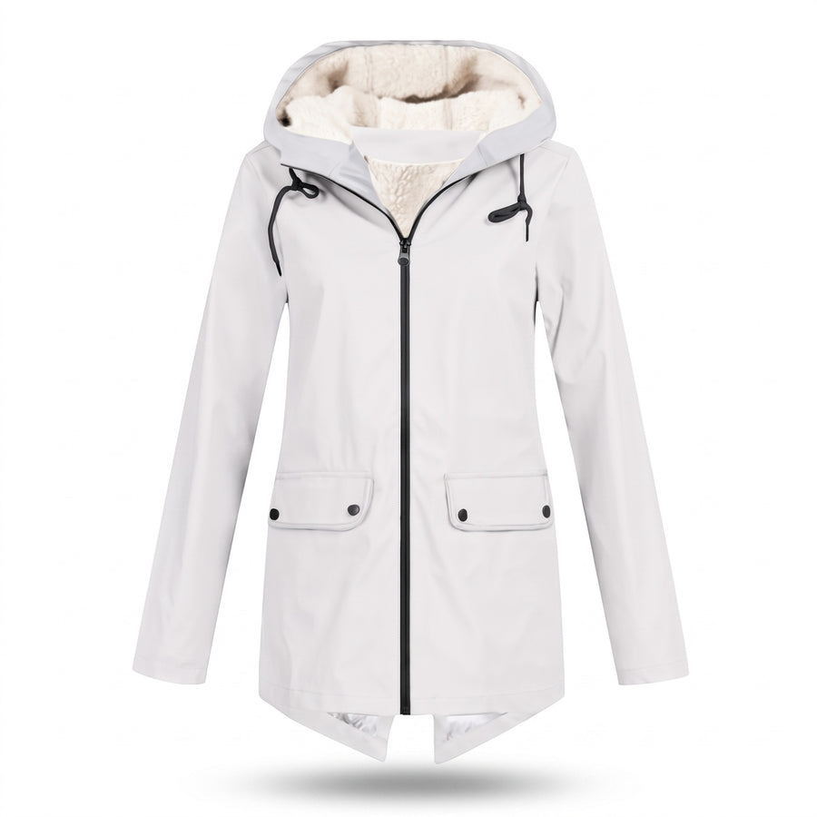 Women's Waterproof Jacket Fleece Lined Hooded Zip Up Rain Coat, product photo 12