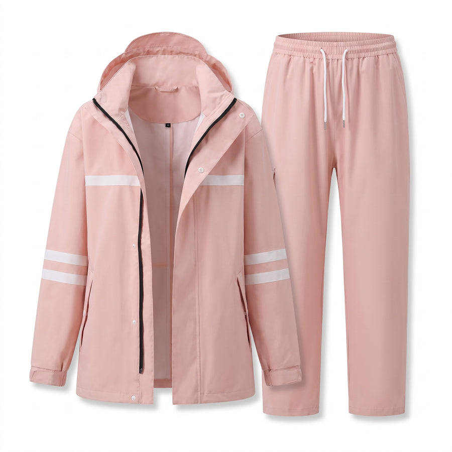 Women's Waterproof Rain Suit Breathable Reflective Hooded Jacket Pants, product photo 1