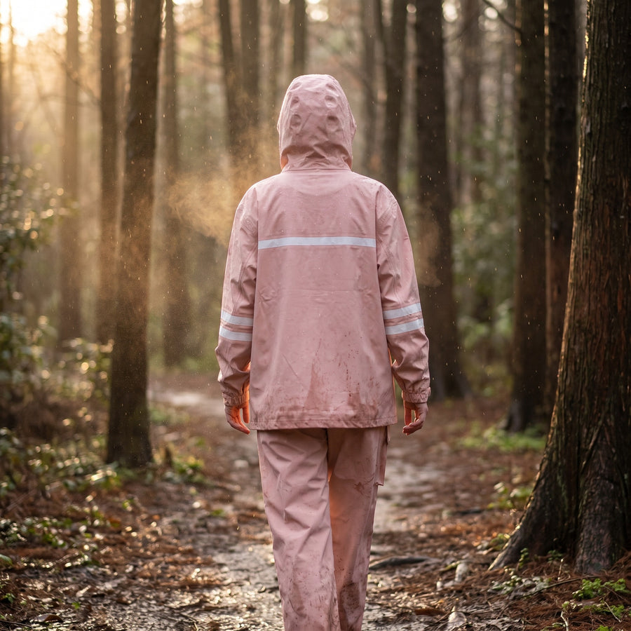 Women's Waterproof Rain Suit Breathable Reflective Hooded Jacket Pants, product photo 3