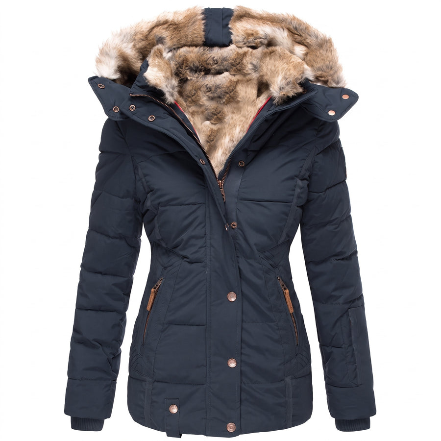 Women's Winter Parka Jacket Faux Fur Lined Hood Quilted Warm Coat, product photo 7