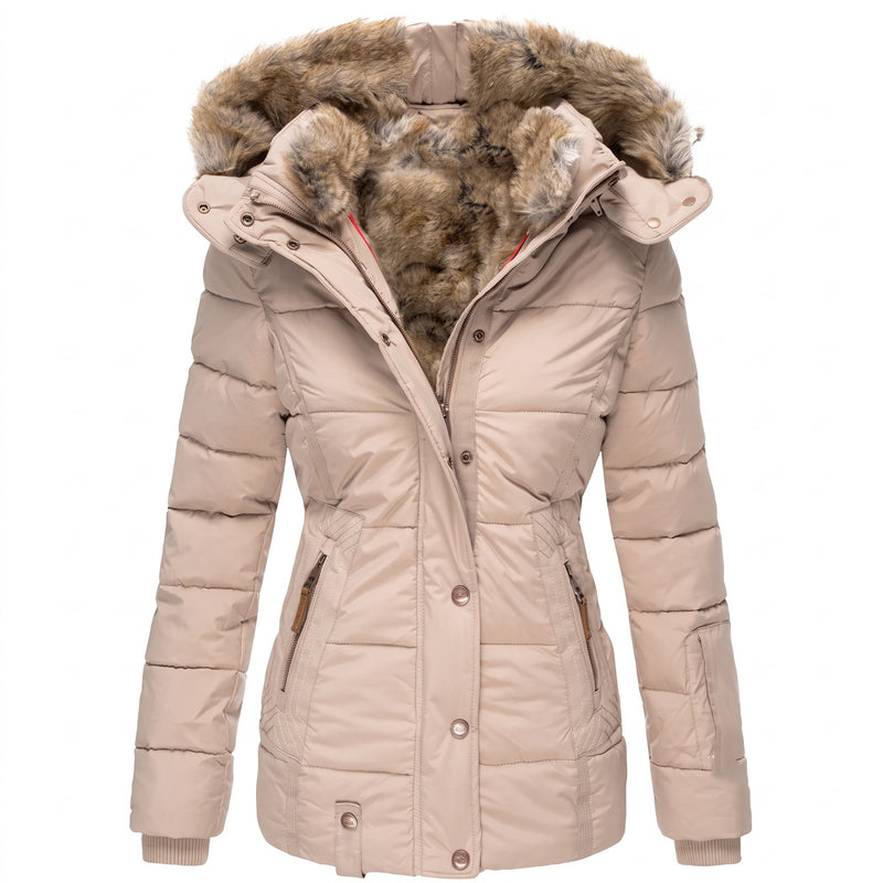 Women's Winter Parka Jacket Faux Fur Lined Hood Quilted Warm Coat, product photo 8