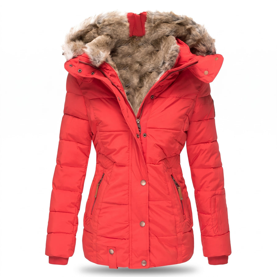 Women's Winter Parka Jacket Faux Fur Lined Hood Quilted Warm Coat, product photo 9