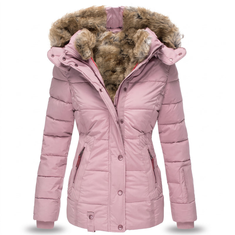 Women's Winter Parka Jacket Faux Fur Lined Hood Quilted Warm Coat, product photo 10