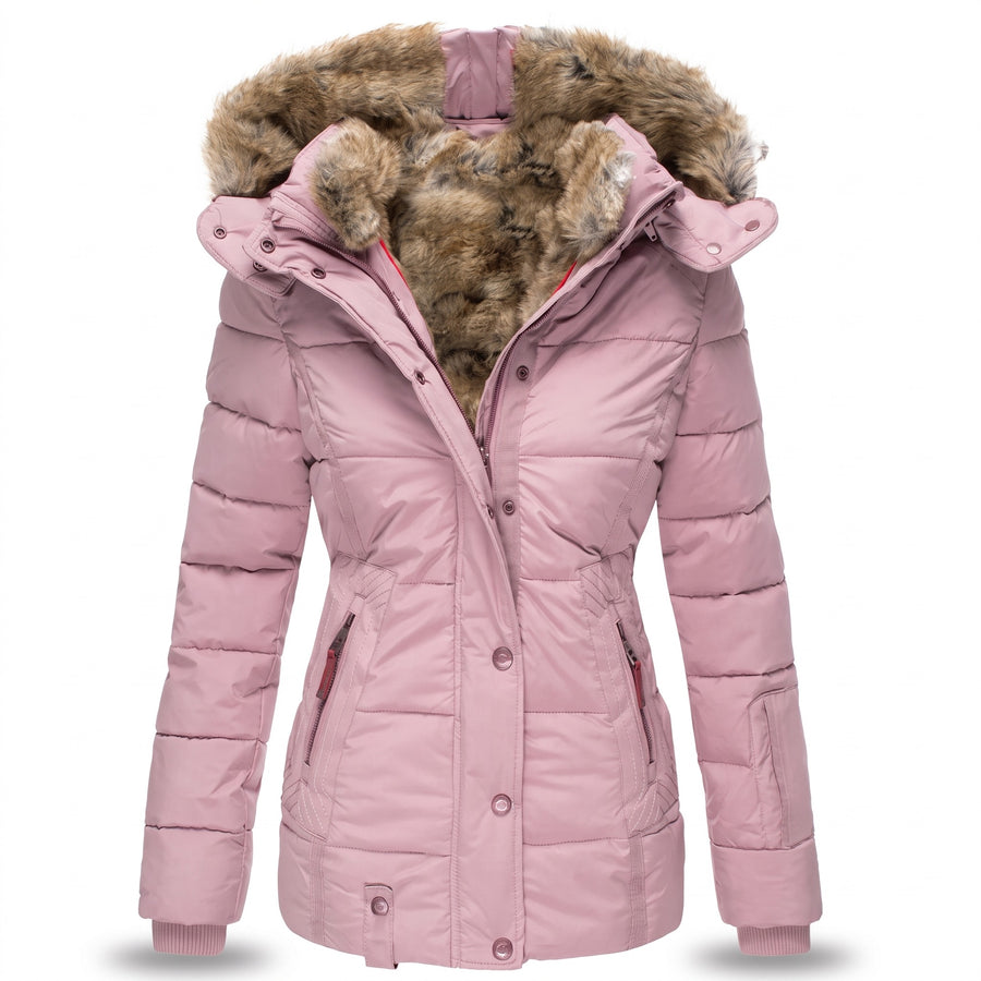 Women's Winter Parka Jacket Faux Fur Lined Hood Quilted Warm Coat, product photo 10