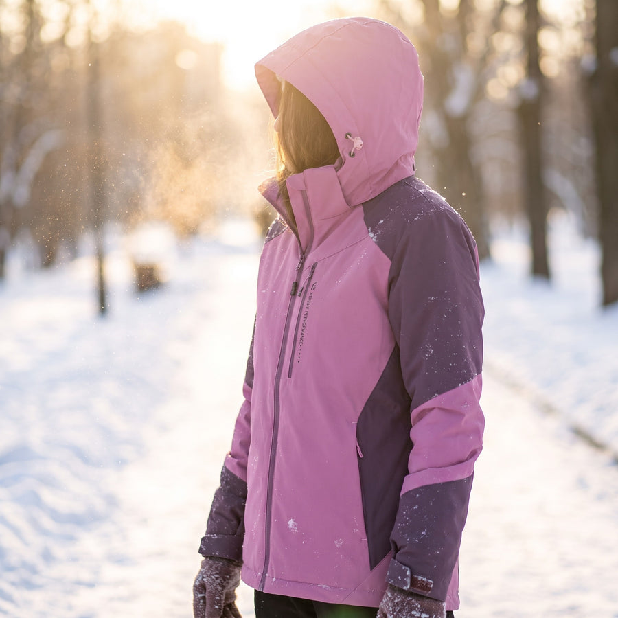 Women's Winter Windbreaker Colour Block Hooded Zip Warm Lined, product photo 3