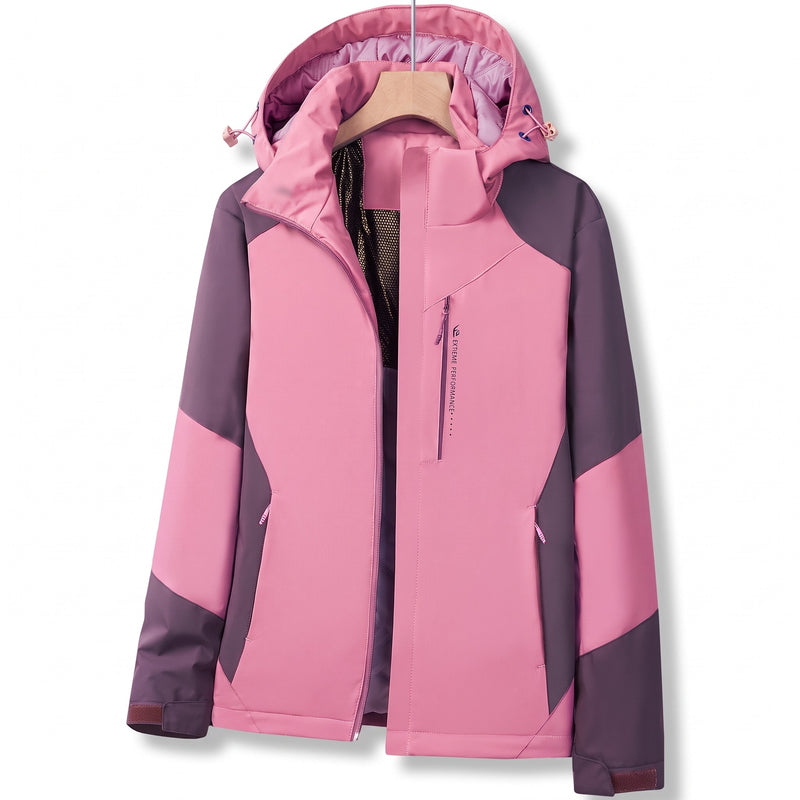 Women's Winter Windbreaker Colour Block Hooded Zip Warm Lined, product photo 6