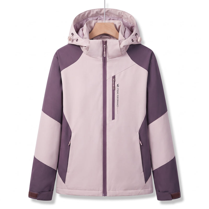 Women's Winter Windbreaker Colour Block Hooded Zip Warm Lined, product photo 7