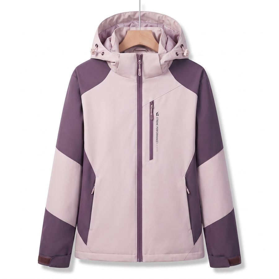 Women's Winter Windbreaker Colour Block Hooded Zip Warm Lined, product photo 7