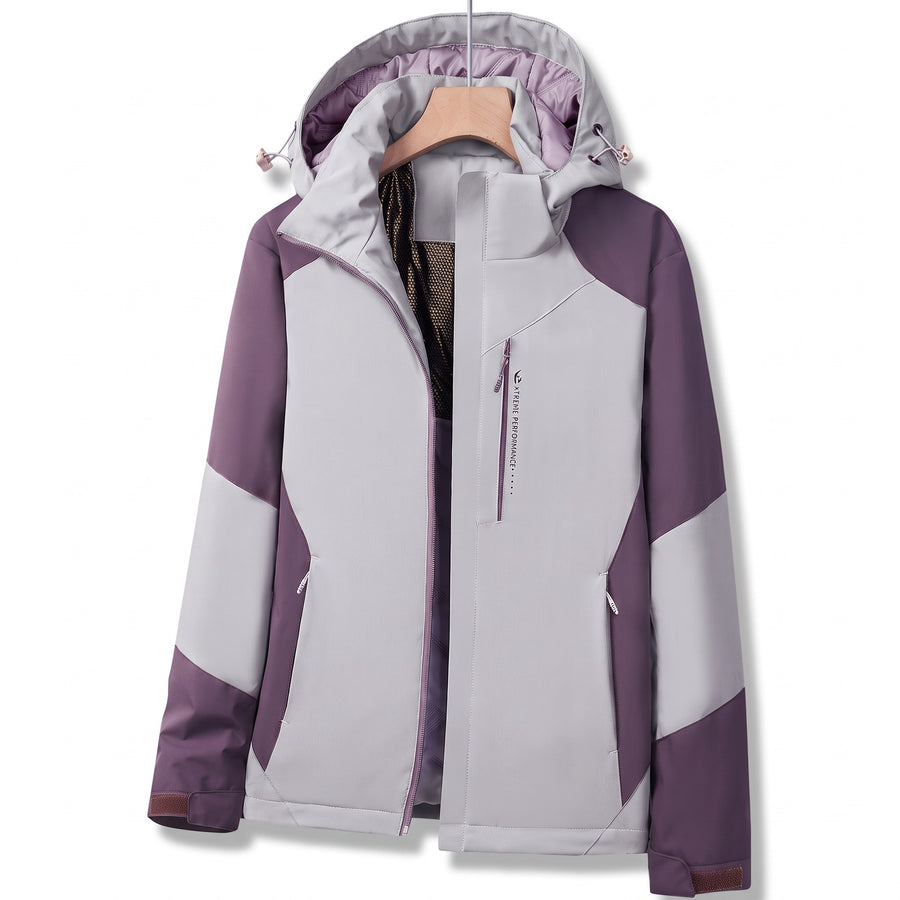 Women's Winter Windbreaker Colour Block Hooded Zip Warm Lined, product photo 8