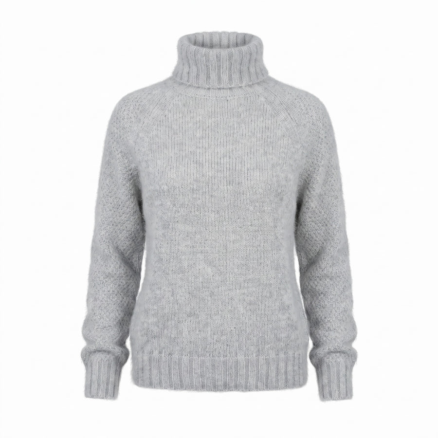 Women's Wool Blend Pullover High Neck Long Sleeve Knit Sweater, product photo 1