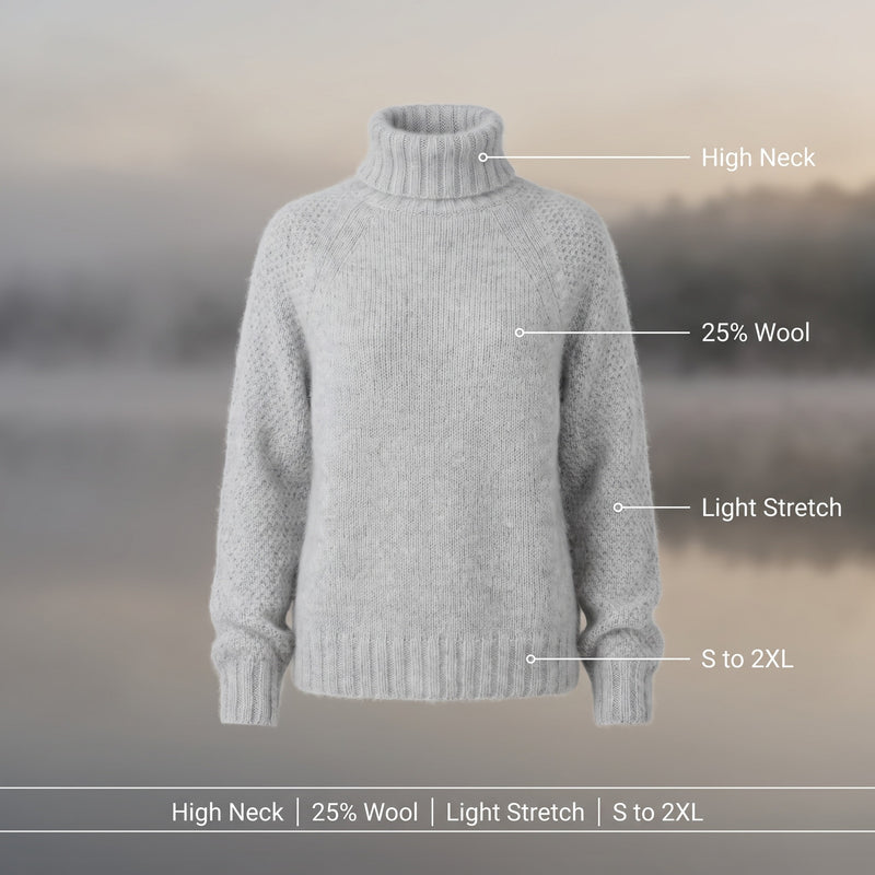 Women's Wool Blend Pullover High Neck Long Sleeve Knit Sweater, product photo 2