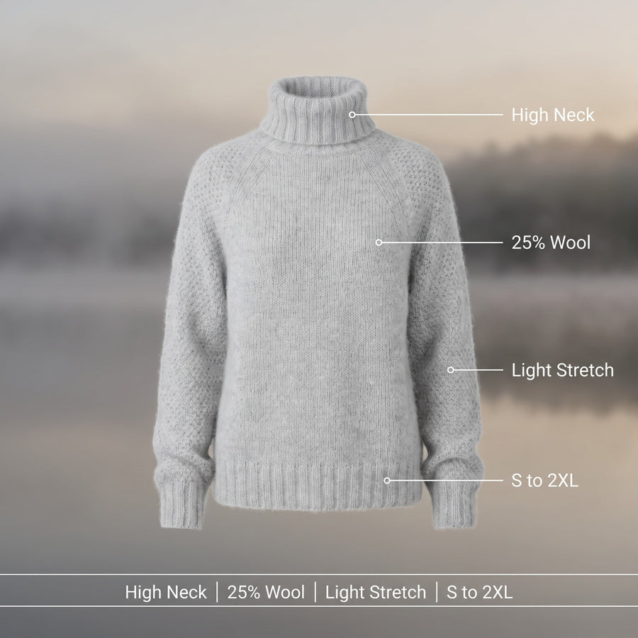 Women's Wool Blend Pullover High Neck Long Sleeve Knit Sweater, product photo 2
