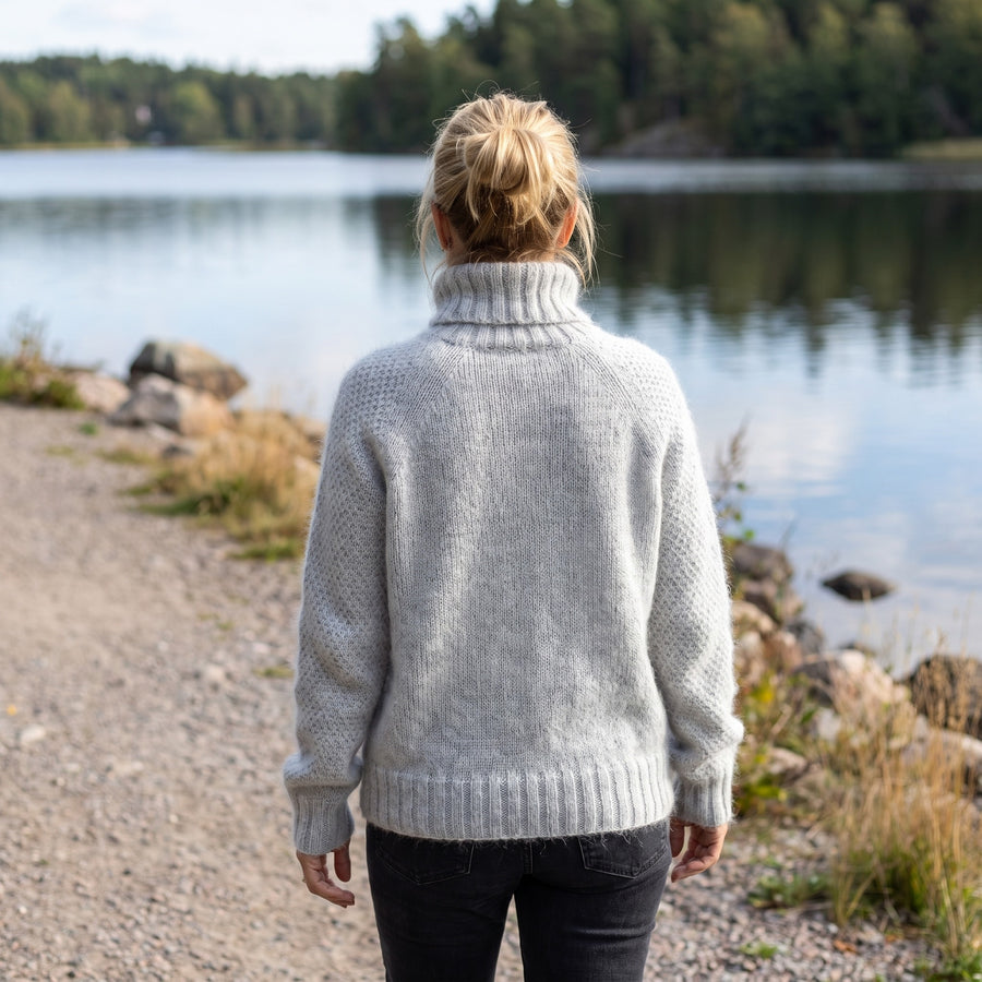 Women's Wool Blend Pullover High Neck Long Sleeve Knit Sweater, product photo 5