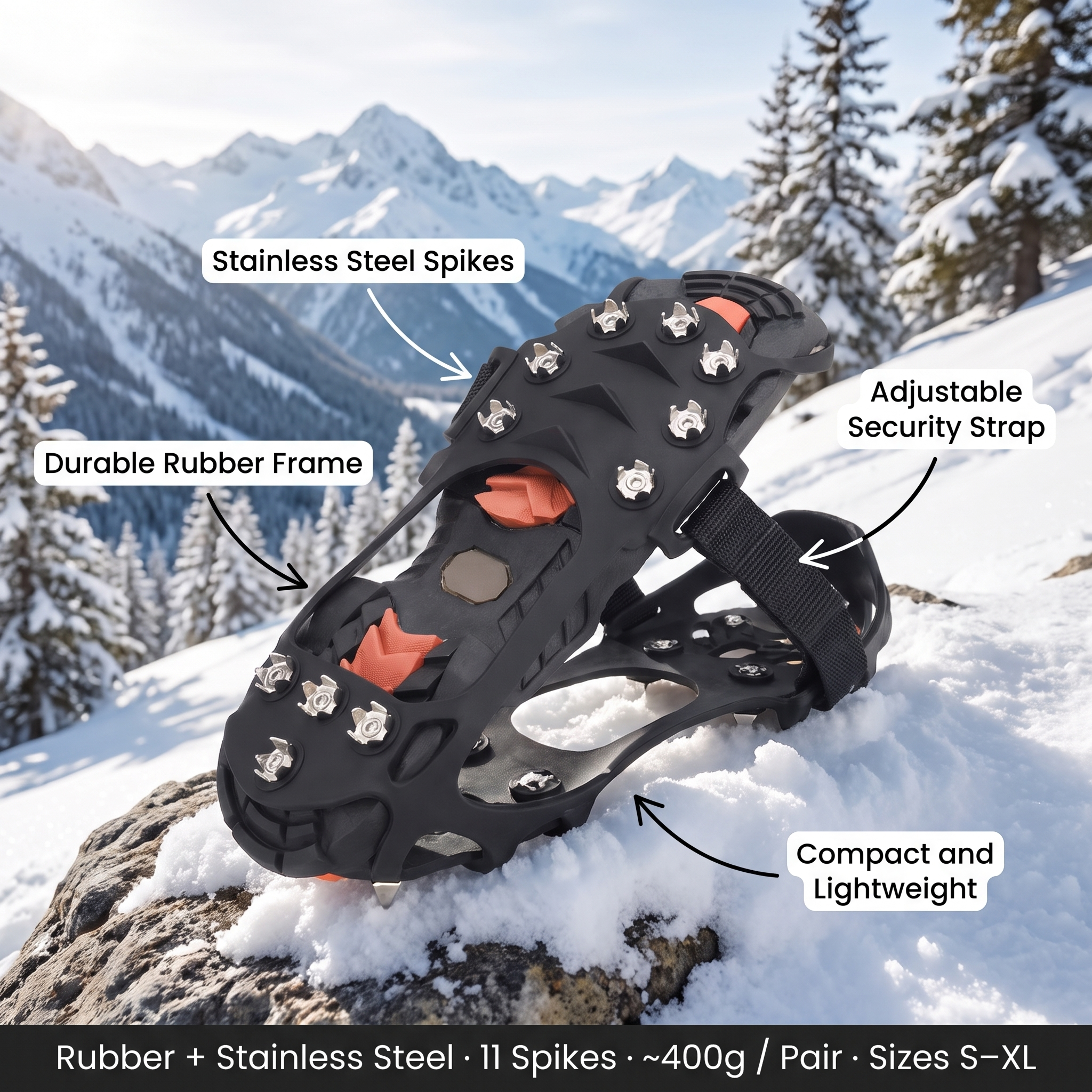 Ice traction crampon specifications