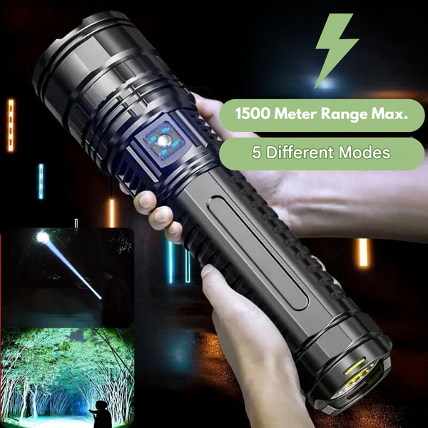 High Lumen Tactical Flashlight Rechargeable LED Zoom Power Bank