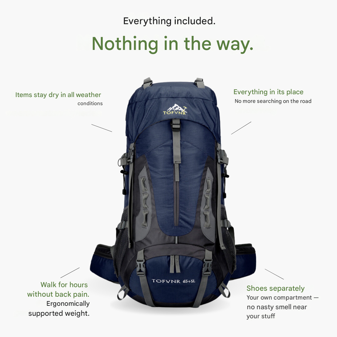 60L Waterproof Hiking Backpack Large Capacity Camping Travel Pack