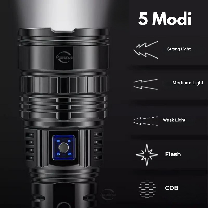 High Lumen Tactical Flashlight Rechargeable LED Zoom Power Bank